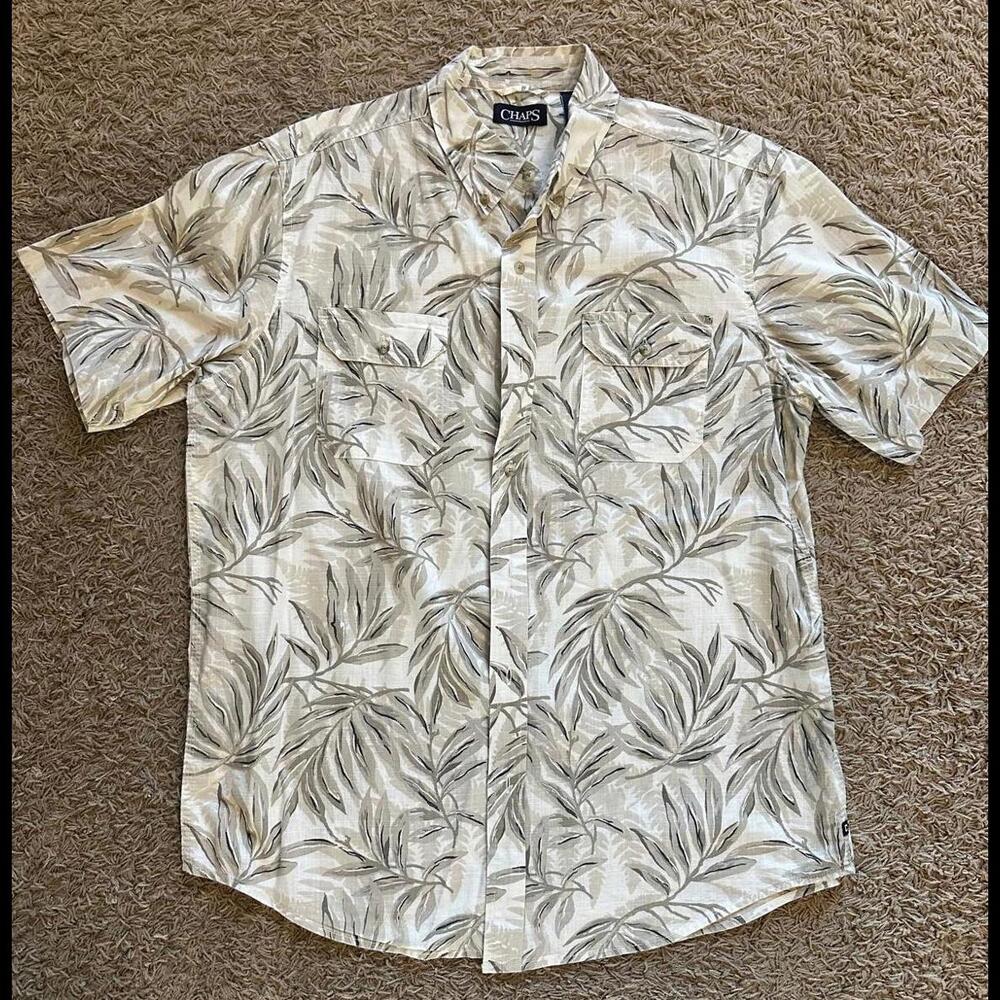 Chaps Men's Short Sleeve Tropical Leaf Shirt - Size L